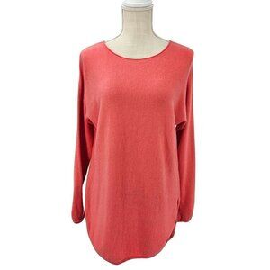 Eileen Fisher Merino Wool Tunic Sweater Coral Women's S Preppy Lounge Wear Knit